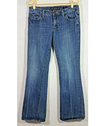 Seven7 Womens Jeans Size 30 Blue Flare Medium Wash Embroidered Pockets Pants - $14.99