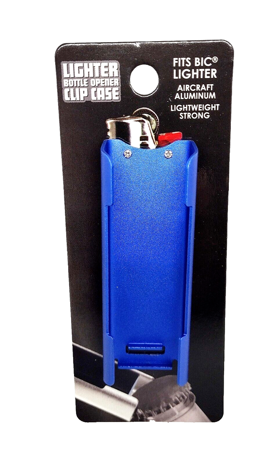 Monster Smoking Blue Design Aircraft Aluminum Big Bic Lighter Clip Case/Opener