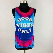 Hybrid Tank Top Womens Good Vibes Only Tie Dye Pink Blue Sleeveless S - £9.01 GBP