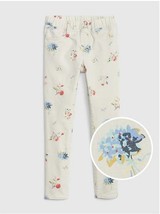 Gap Kids Girls Cream Floral Print Elastic Waist Pull On Cotton Ankle Jeggings 8 - £19.73 GBP