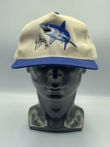 VTG Guy Harvey Adjustable Fishing Hat Cap Great White Cream Navy Blue Sh... - $9.49