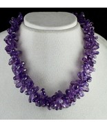 NATURAL AMETHYST TEAR DROPS BEADS 2 LINE 718 CARATS GEMSTONE SILVER NECK... - £248.76 GBP