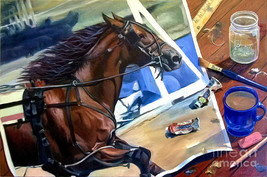 race horse 3d coffee work in progress 6 ceramic tile mural backsplash medallion - £44.65 GBP+