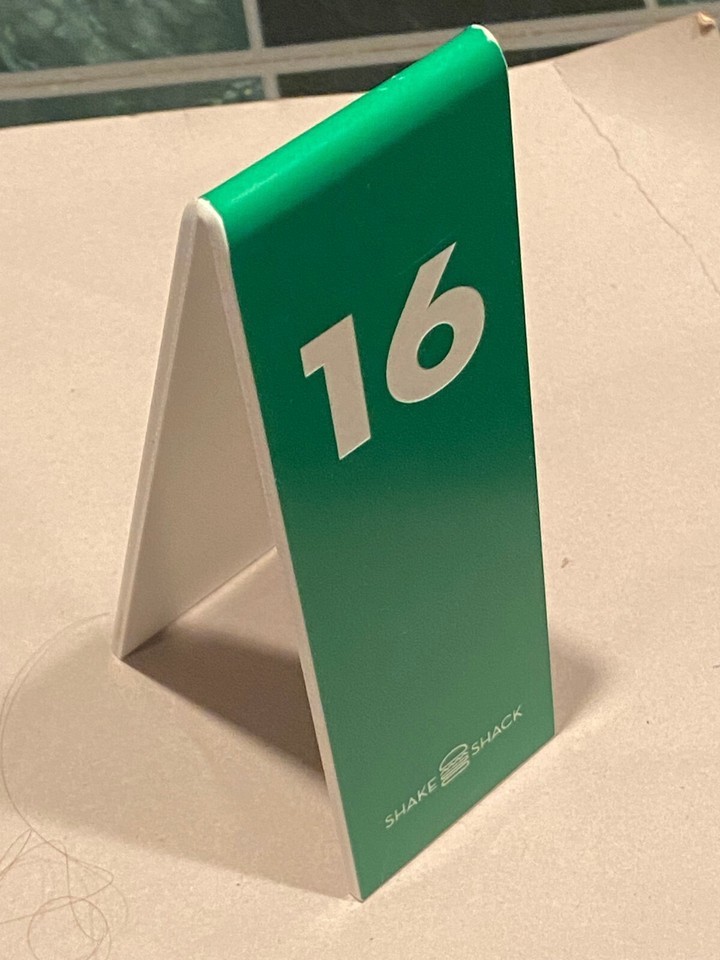 Shake Shack #16 Plastic Green Table Tent *Pre Owned* rrr1 - $12.99