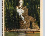 Twin Falls And Bridge Mammoth Lakes California CA Linen Postcard E16 - $3.56