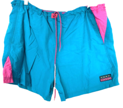 Surf Gear Men&#39;s Size Large Swim Trunks Mesh Lined Aqua Pink Nylon Recreational - £14.73 GBP