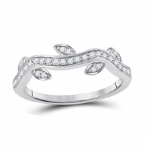 10kt White Gold Womens Round Diamond Vine Floral Stackable Band Ring 1/6 Cttw - £312.54 GBP