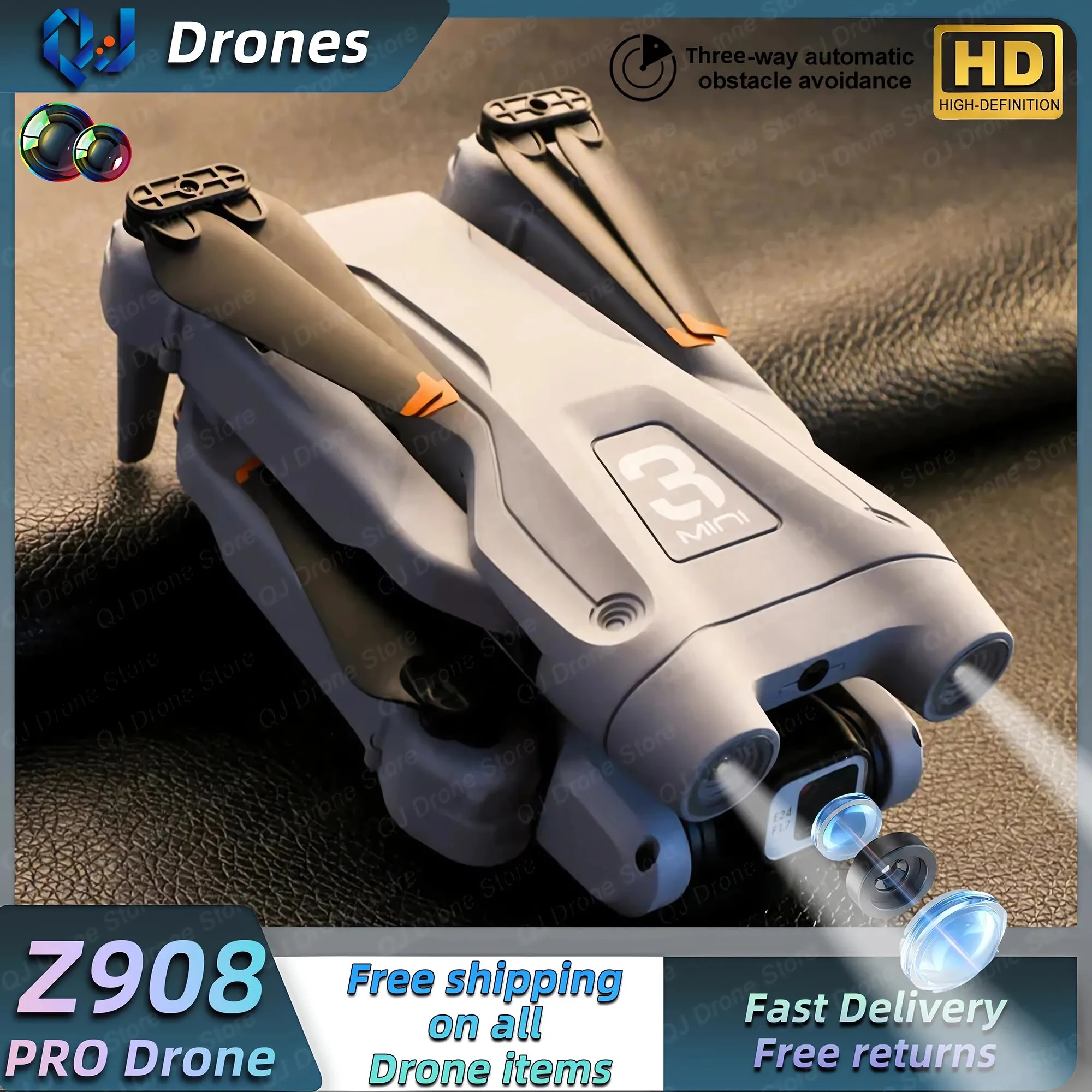 New Z908 Pro RC Drone HD ESC Dual Camera 2.4G WIFI Optical Flow Positioning - £45.21 GBP+