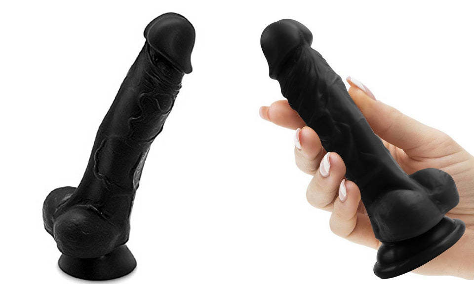 Realistic Texture 8 Inches Black Dildo Dongs(BBC)  with Suction Cup - £25.60 GBP