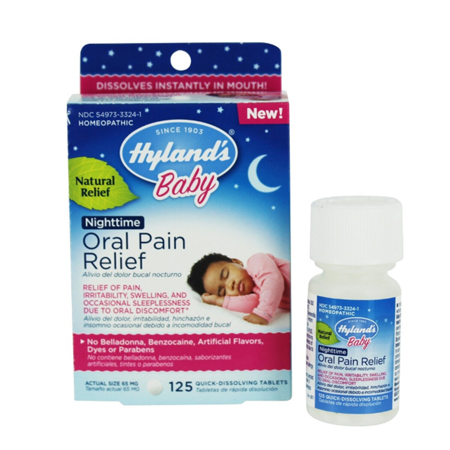Primary image for Hylands Baby Natural Nighttime Oral Pain Relief, 125 Tablets
