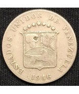 1946 Venezuel  12 1/2 Centimos Coat Of Arms Coin Philadelphia Mint - £4.67 GBP