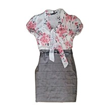 Maurices Dress Women Lined Top Bandage Skirt Side Zip Size 1/2 Bow Sheer - £18.55 GBP