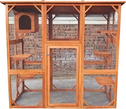 Outdoor Weatherproof Multi Platforms Wooden Cat House w Lounge Box Aspha... - £311.57 GBP