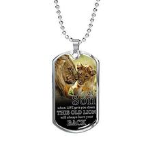 Express Your Love Gifts to My Son I Support You Necklace Engraved 18k Gold Dog T - £55.34 GBP