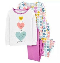 Carter&#39;s Brand ~ Size 9 Months ~ Four (4) Piece Pajamas ~ Heart Sleepwear - £18.68 GBP