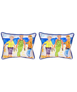 Pair of Betsy Drake Grandma at the Beach Large Indoor Outdoor Pillows 16x20 - £70.05 GBP