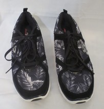 Sketchers Athletic Lace Up walking shoes Memory Foam Sz 9 M Black Palm Leaves - £31.63 GBP