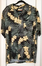 Havana Jack&#39;s Cafe Men&#39;s Shirt LARGE Floral Black Gold Green  Hawaii Aloha - £11.69 GBP