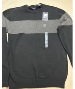 Chaps The Original Crewneck American Black Thick Gray Stripe Knit Sweate... - $29.69