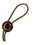 Vintage Western Brown Leather Bolo Tie With Horseshoe Slide &amp; Brass Tips - $268.19 MXN