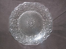 VTG Indiana Serving/Sandwich Glass Platter 11.5&quot; Spring Flower &amp; Diamond Pattern - £11.10 GBP