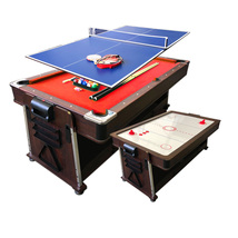 7FT Multi Games Billiards Red Air Hockey + Table Tennis + Table Top – Crown - $2,299.00
