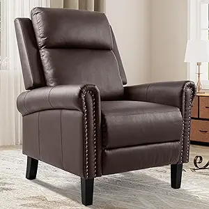 Wingback Recliner Chair, Push Back Recliner With High Back, Upholstered ... - $340.99