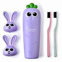 Golandstar 5pcs Set Cartoon Carrot Toothbrush Case Holder Container Wheat Straw  - £13.44 GBP