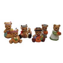 HOMCO Thanksgiving Bears Figurines Lot Home Interiors Fall Thanks Giving Pilgrim - £22.33 GBP