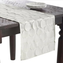 Saro La Molina Runner Oblong Table Runner with Circles 16 x 72 Inch Vanilla - $273.28 MXN