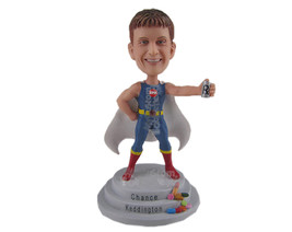 Custom Bobblehead Boy In Superhero Costume With A Drink In His Hand - Super Hero - £70.38 GBP