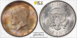 Rainbow Toned 1964 P MS 65 Kennedy Half Dollar End Of Roll PCGS Trueview 1052 - £33.35 GBP