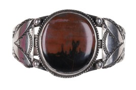 Vintage Navajo sterling jasper cuff bracelet i - $272.25