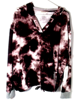 78 &amp; Sunny Hooded Top Women Size 1XL Tie Dye Plum/Cream Gray Cuffs NWT - £16.26 GBP