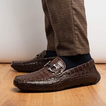 Parma Genuine Caiman Belly Slip On Bit Driving Loafers Brown image 10
