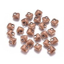 50 Heart Charms Copper Alice in Wonderland Wholesale Charms BULK Tiny Miniature - £3.09 GBP