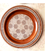 Vintage Wooden Plate With Mother of Pearl Inlay Khatam Hexagon Design 12&quot; - $1,506.02 MXN