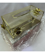 Vintage Medici Gold-Tone Metal Tissue Box Cover Vanity Holder - $14.23