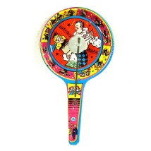 Vintage Tin Litho Noise Maker Paddle US Metal Toy Mfg Co Masquerade Couple Dance - £11.71 GBP