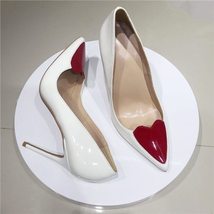 Sexy Pumps with Red Heart Women Shoes Classics 12cm High Heel Shoes Pointed Toe  - £54.62 GBP