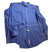 Alexander LLoyd Men Shirt Long Sleeve Button Up Blue 2XLB 18-34/35 Big &amp; Tall - £11.34 GBP