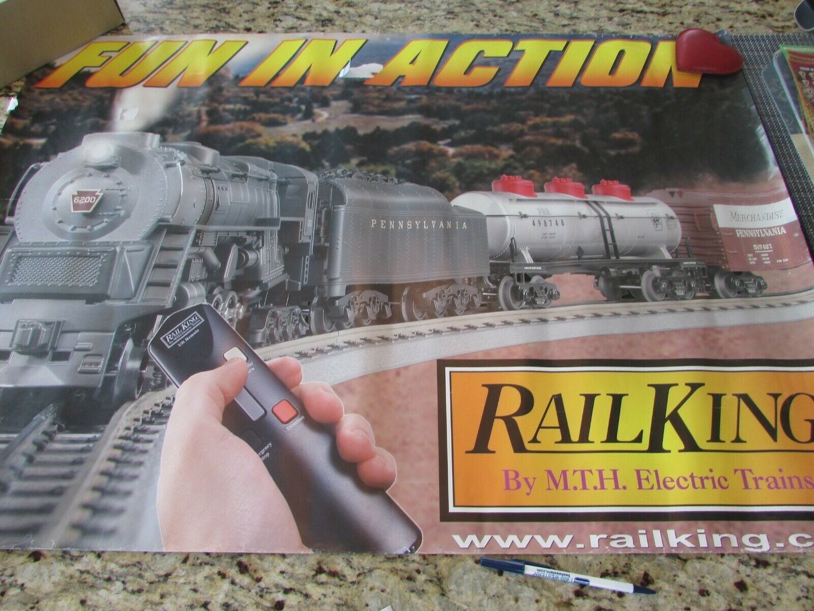 RAILKING M.T.H. TRAINS FUN IN ACTION POSTER PRINT 39&quot;X27&quot; AS IS - $13.30