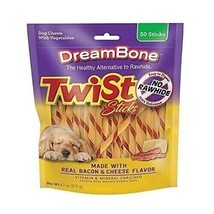DreamBone Twist Sticks Real Bacon and Cheese Flavor 50 CT Rawhide-Free EXP 6/24 - £17.45 GBP