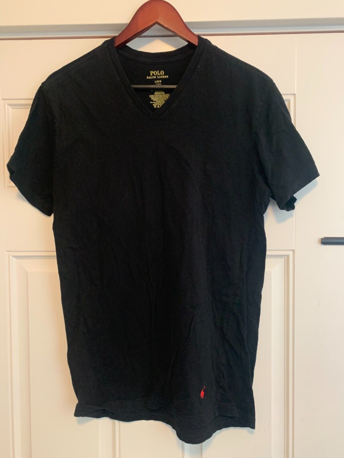 Primary image for Ralph Lauren Polo Men's Lightweight Black V Neck T Shirt Slim Fit Large New