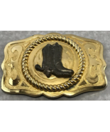 Vintage Western Rope Frame Belt Buckle 3D Cowboy Boots Spurs Ranch Cowbo... - €21,49 EUR