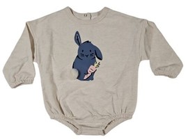 Wonder Nation Easter Body Suit Long sleeved Top With Snaps Bunny Size 3-6M Beige - £7.87 GBP