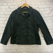 Amber Sun Jacket Jacket Womens Sz L Large Black Cotton Blend Snap Up - $14.84