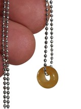 Citrine Crystal Donut Bead Pendant Necklace Simple Silver Chain Gemstone Crystal - £15.50 GBP