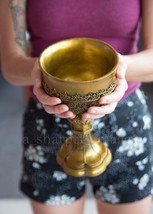 Large Golden Chalice Ritual Goblet Hand-Painted Metallic Finish Excellen... - $28.83
