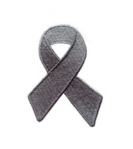 Brain Cancer Tumors Asthma Diabetes Gray Awareness Ribbon Iron On Patch  - £5.24 GBP+